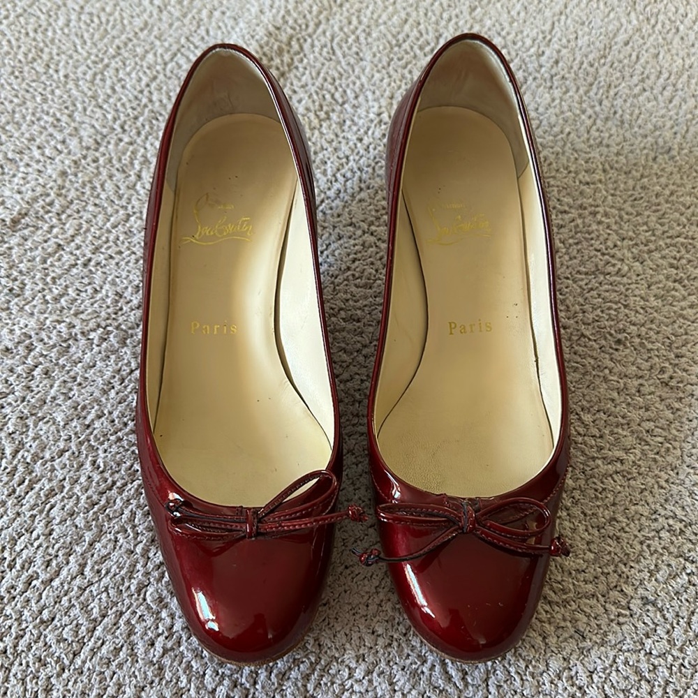 Christian Louboutin Burgundy Patent 50mm Heel 37 1/2